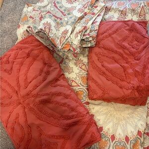 Pottery Barn Multicolor Paisley Cotton Duvet and 4 pillow cases.